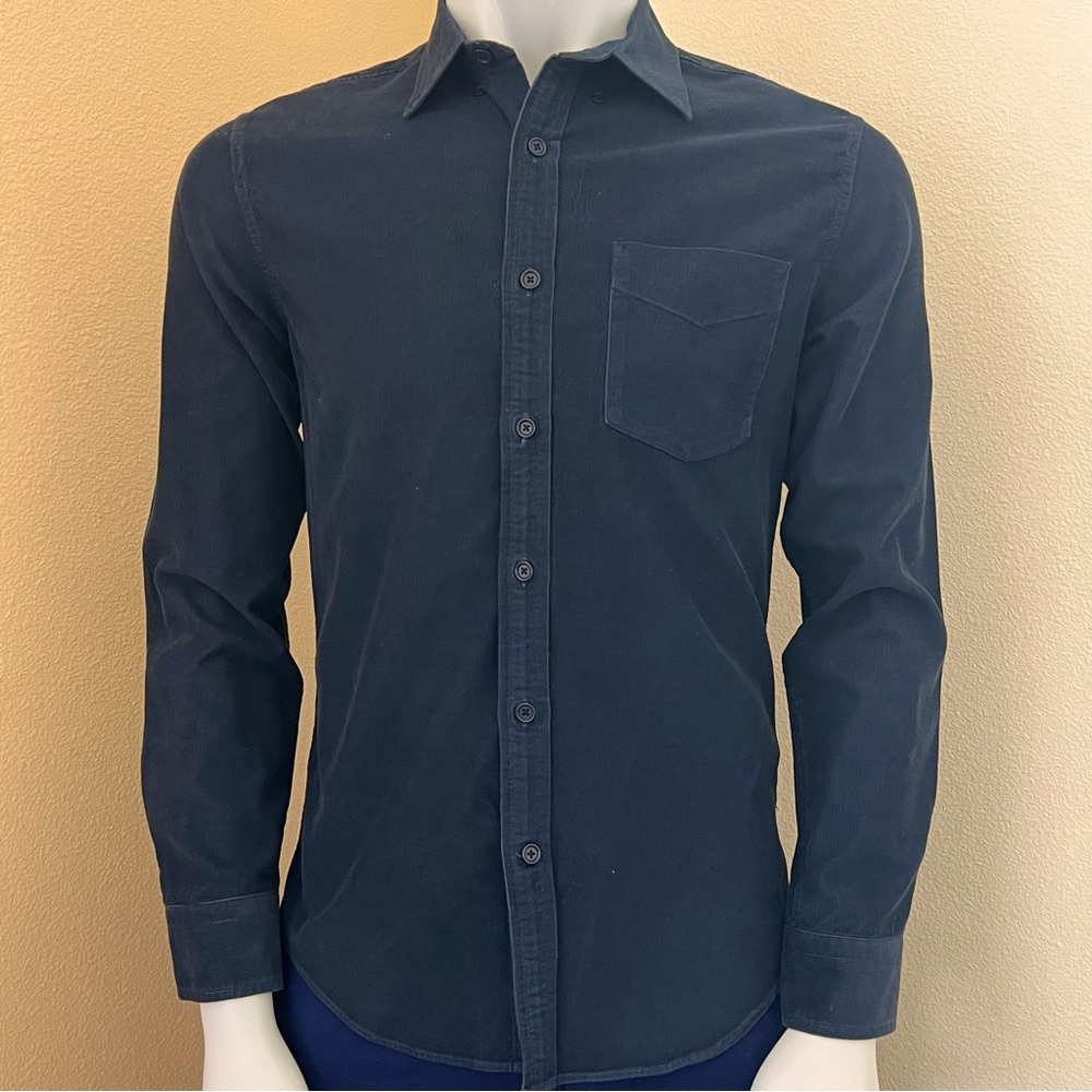 NWOT Banana Republic Navy Corduroy Slim Fit Button Down Pocket Shirt
